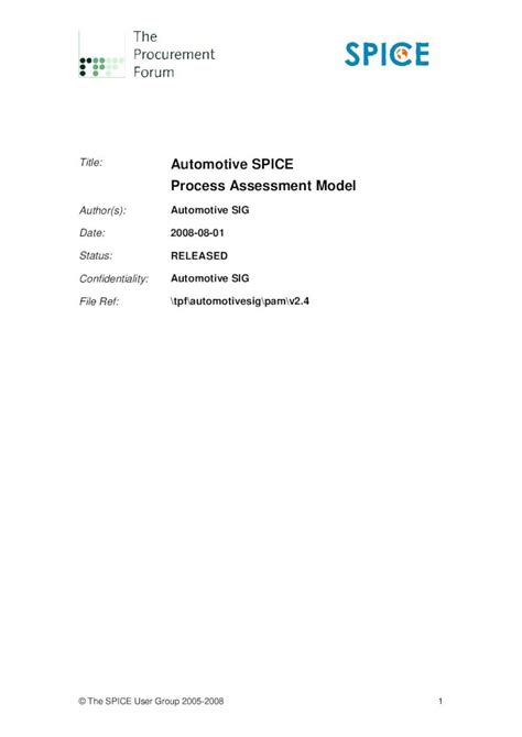 (PDF) Automotive SPICE Process Assessment Model · Automotive SPICE ...