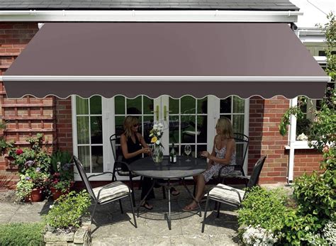 WestWood Garden Patio Manual Aluminium Retractable Awning Canopy Sun Shade Shelter 3.5 x 2.5m ...