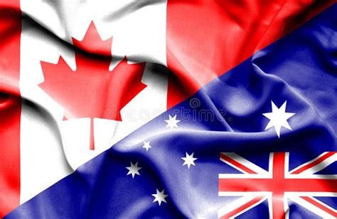 Australia and Canada Two Flags Textile Cloth, Fabric Texture Stock ...