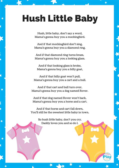 Hush Little Baby Lyrics And Activity Ideas - Craft Play Learn