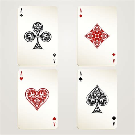 Free Vector | Four aces playing cards vector designs showing each of the four suits in red and ...