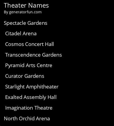 Theatre Name Generator - Generate a Random Theatre Name