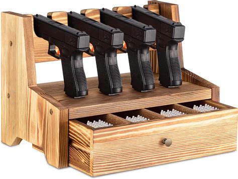 Amazon.com: Geetery Wood Handgun Rack Pistol Rack with Drawer Handgun ...