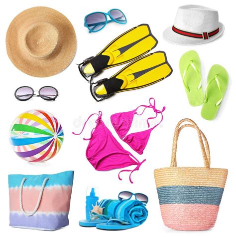 Set of Different Stylish Beach Accessories Stock Image - Image of ...