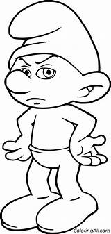 Grouchy Smurf Coloring Page sketch template