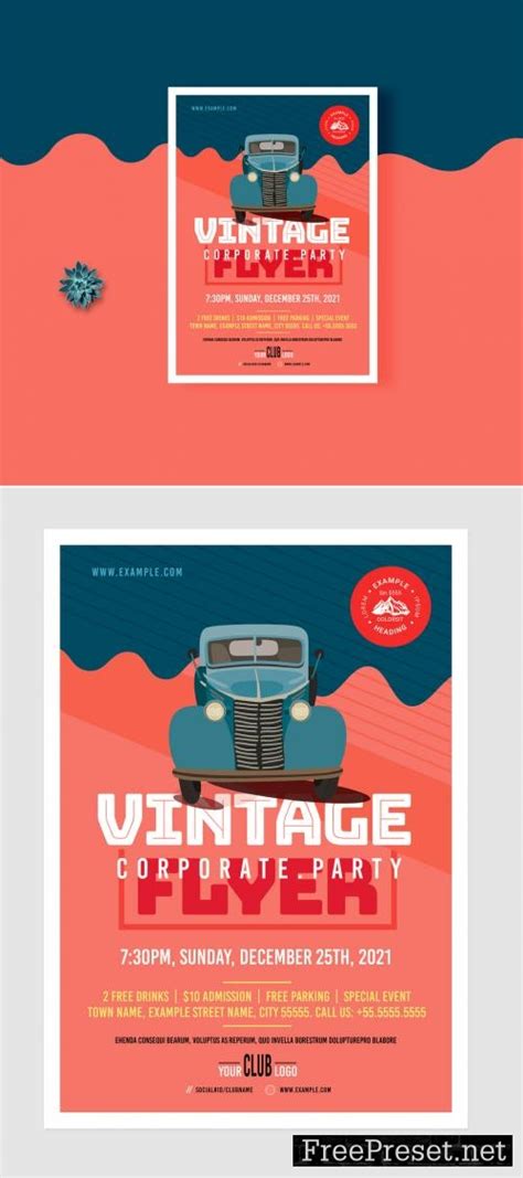 Adobe Stock - Event Flyer Layout with Vintage Car Illustration Element ...