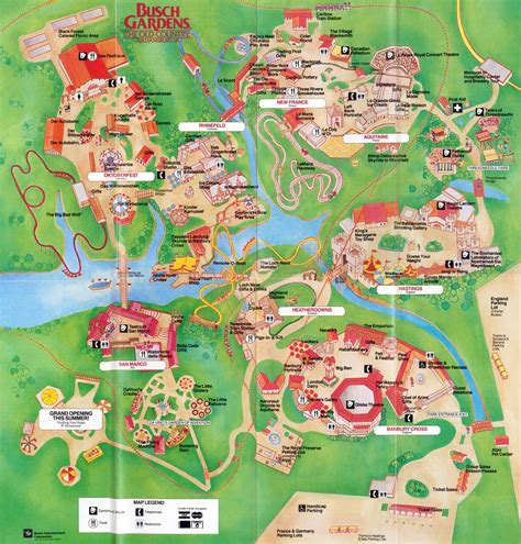 Theme Park Brochures Busch Gardens - The Old Country Map 1987 - Theme Parks