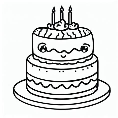 Adorable Birthday Cake coloring page - Download, Print or Color Online for Free