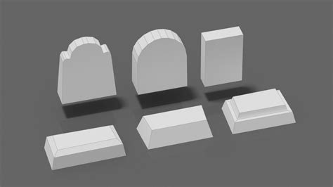 Set of 3 Tombstone tops and 3 Tombstone bases paper model templates. This collection includes ...