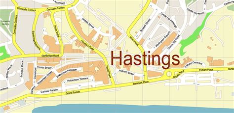 Hastings UK PDF Vector Map: City Plan High Detailed Street Map editable ...