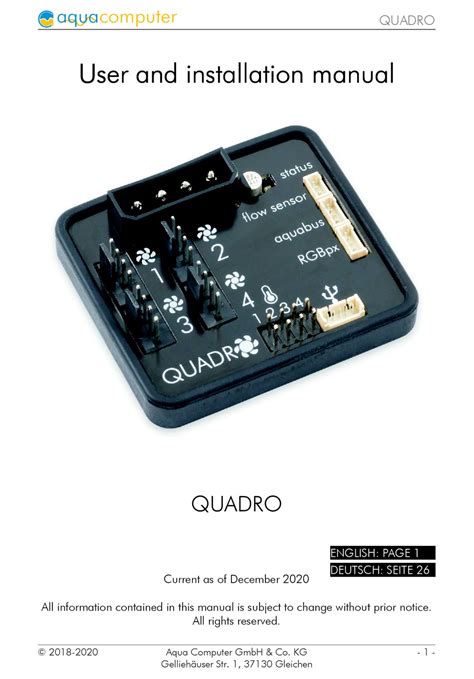 AQUA COMPUTER QUADRO USER AND INSTALLATION MANUAL Pdf Download | ManualsLib