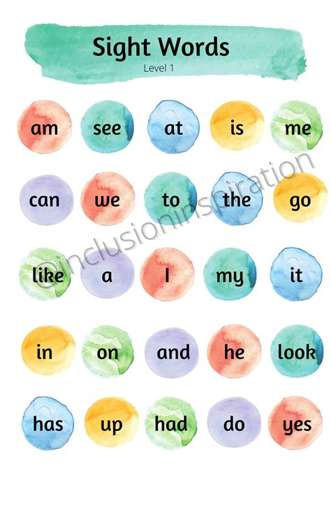 Sight Words, Level 1 - Etsy