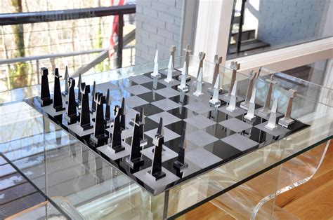 ALCOA Aluminum Abstract Chess Set - www.ChessAntiques.com