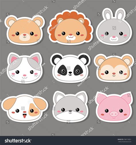 Cute Animal Face Stickers for Kids' Room