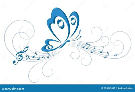 Symbol of Butterfly with Music Notes. Stock Vector - Illustration of vector, flight: 135347898