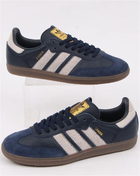 Adidas Samba Og Ft Trainers Navy/Grey - Adidas At 80s Casual Classics