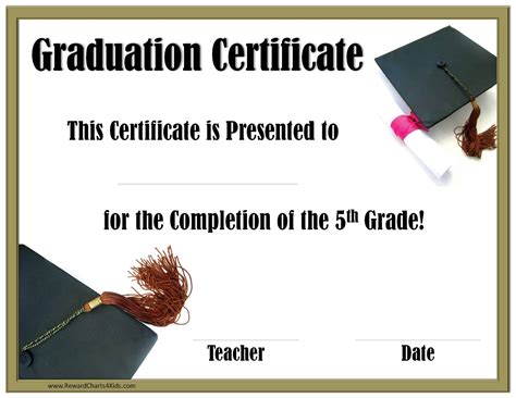 Free Printable 5th Grade Graduation Certificates | Printable Crossword Puzzles, Bingo Cards, Forms