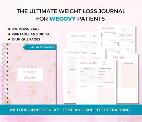 Wegovy Weight Loss Tracker PDF, Weightloss Journal, Fitness Planner ...