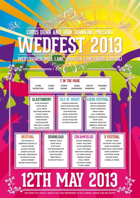 wedfest festival names poster wedding seating plan poster | WEDFEST ...