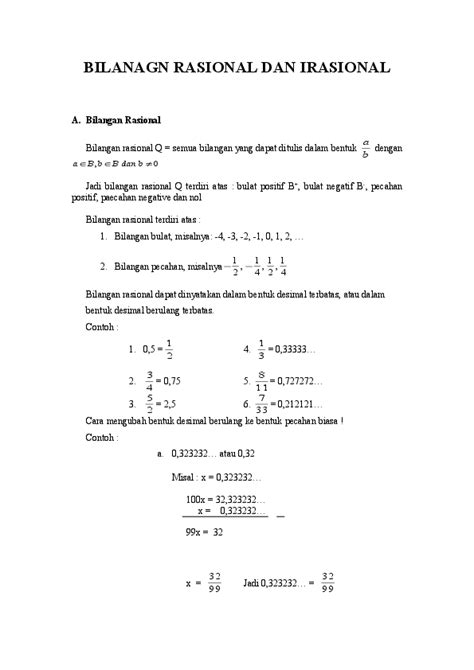 Contoh Soal Bilangan Rasional - Homecare24