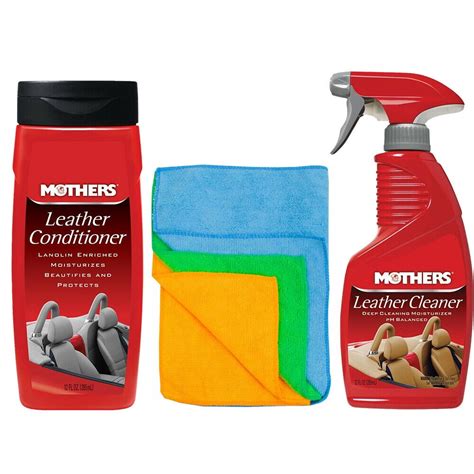 Mothers Leather Cleaner + Leather Conditioner Leather Care Cleaning Kit ...