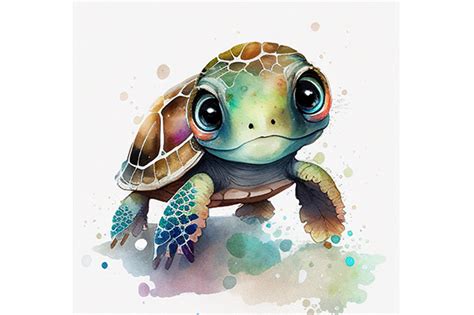 Cute Baby Turtle Watercolor PNG File Wal Graphic by WangTemplates · Creative Fabrica