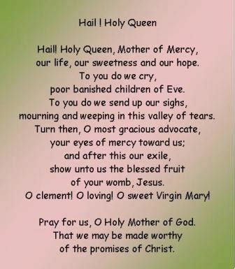 The Hail Holy Queen Prayer, a popular Rosary Prayer