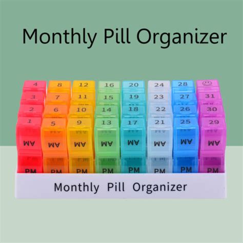 Monthly Pill Organizer Pill Case Box Pill Holder One month 2 Times a Day AM PM | eBay