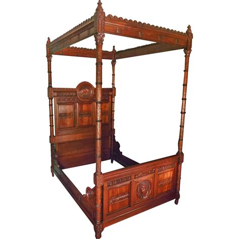 Victorian Canopy, Tester Bed with Storks/Herons from antiquesonhanover on Ruby Lane