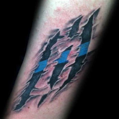 50 Thin Blue Line Tattoo Designs For Men - Symbolic Ink Ideas