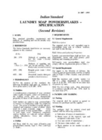 IS 2887: Laundry Soap Powders/Flakes : Bureau of Indian Standards : Free Download, Borrow, and ...