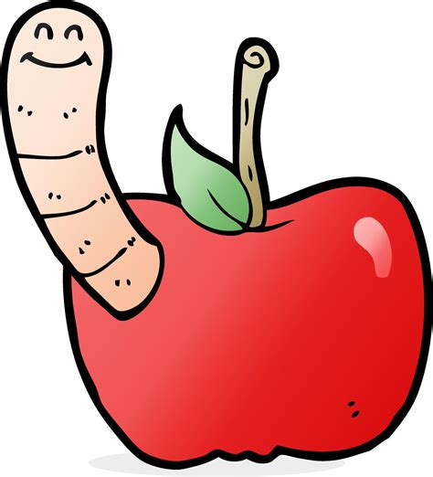 cartoon apple with worm 12281419 Vector Art at Vecteezy