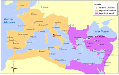 Crisis de la Iglesia y del Estado: Mapa del Imperio Romano de Occidente y Oriente