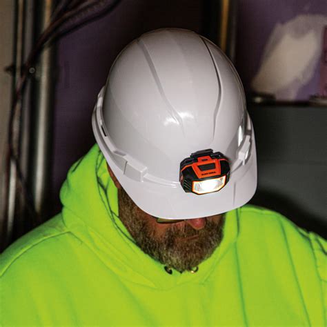 Hard Hat, Non-Vented, Cap Style with Headlamp, White - 60107 | Klein ...