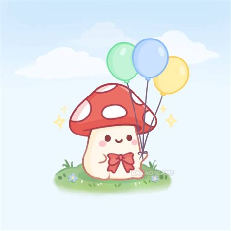 Cute Red Mushroom, Kawaii Mushroom Art, Cute Mushroom Sticker | Cute kawaii drawings, Cute food ...