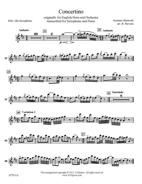 Concertino for Saxophone by Donizetti | Alto Saxophone Solo with Piano