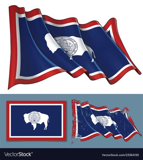 Waving flag of the state wyoming Royalty Free Vector Image