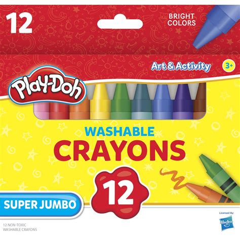 Play-Doh Washable Super Jumbo Crayons, Assorted Colors, Set of 12 - Walmart.com - Walmart.com