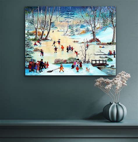 "Canvas Art Print - Fun on the Ice, Stretched Canvas, Modern Wall Art, Wall Art Decor, Original ...