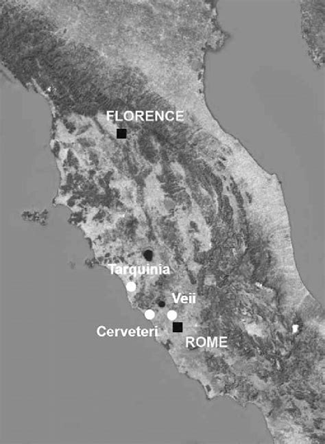 Situation map-Italy-Tarquinia, Cerveteri and Veii (drawing by K ...