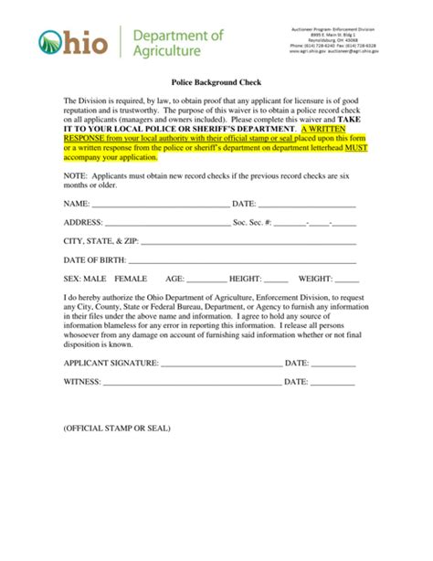 Ohio Police Background Check - Fill Out, Sign Online and Download PDF ...