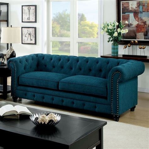 Stanford Sofa (Dark Teal) Furniture Of America, 1 Reviews | Furniture Cart