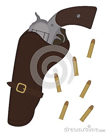 Wild West Revolver In Leather Holster With Bullets Stock Vector - Image: 61487234