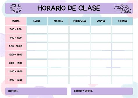 Plantilla De Planificador De Horario De Clases