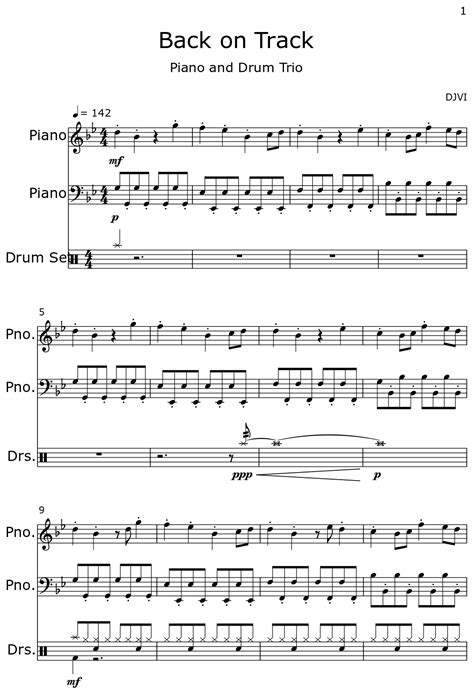 Back on Track - Sheet music for Piano, Drum Set