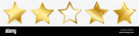 Five gold stars set. Vector illustration isolated on transparent background Stock Vector Image ...