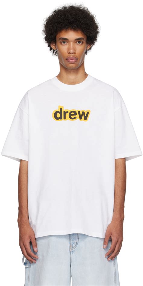 drew house: White Printed T-Shirt | SSENSE