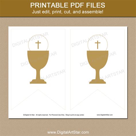 Gold First Holy Communion Banner Printable Template | Digital Art Star