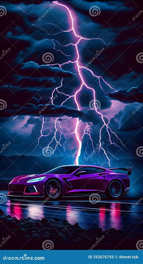 Super Racing Car at Night stock illustration. Illustration of night ...