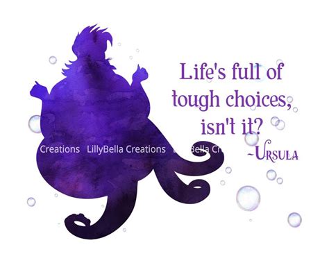 Ursula - The Little Mermaid - Watercolor Silhouette with Quote 10" x 8 ...